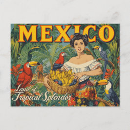 Vibrant Vintage Style Mexico Tropical Travel ポストカード