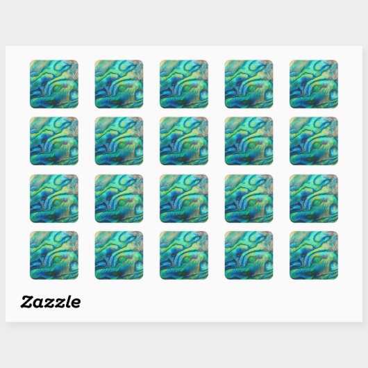 Vibrant Watercolor Abalone Shell Art Sticker スクエアシール (シート)