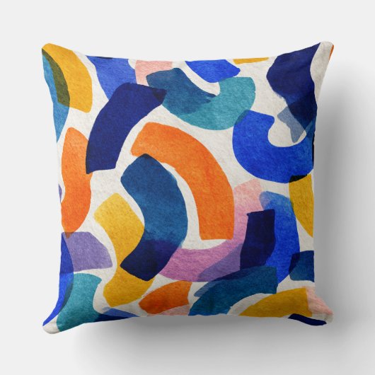 Vibrant Watercolor Abstract | Modern Artistic クッション (裏面)