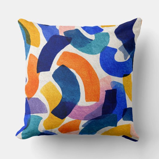 Vibrant Watercolor Abstract | Modern Artistic クッション (正面)