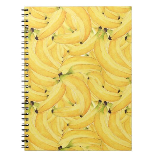 Vibrant Watercolor Banana Tropical Fruit Pattern  ノートブック (正面)