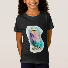 Vibrant Watercolor Bird Black Graphic Tee Artistic Tシャツ