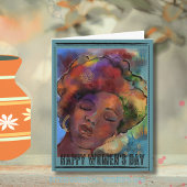 Vibrant Watercolor Black Woman International Women シーズンカード