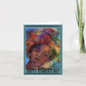 Vibrant Watercolor Black Woman International Women シーズンカード (正面)
