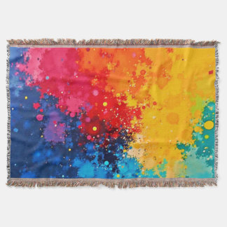 Vibrant Watercolor Chaos Art スローブランケット