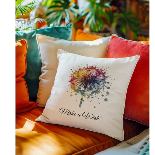 Vibrant Watercolor Dandelion, custom クッション