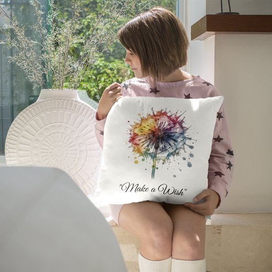 Vibrant Watercolor Dandelion, custom クッション