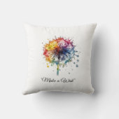 Vibrant Watercolor Dandelion, custom クッション (裏面)
