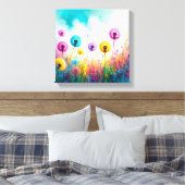 Vibrant Watercolor Dandelion Wishes | Colorful  キャンバスプリント (インサイチュ (寝室))