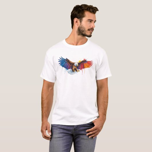 Vibrant Watercolor Eagle with Spread Wings   Tシャツ (正面フル)