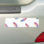 Vibrant Watercolor Feather All-Over Print バンパーステッカー (車上)