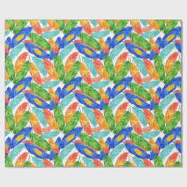 Vibrant Watercolor Feather Pattern — Abstract ِArt ラッピングペーパー