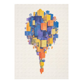 Vibrant Watercolor Floating Geometric Cubes フォトプリント