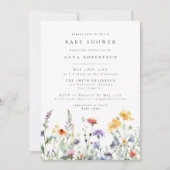 Vibrant Watercolor Floral Baby Shower Invitation 招待状 (正面)