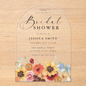 Vibrant Watercolor Floral Bridal Shower アクリル招待状 (正面)