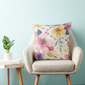 Vibrant Watercolor Floral Throw Pillow クッション (椅子)