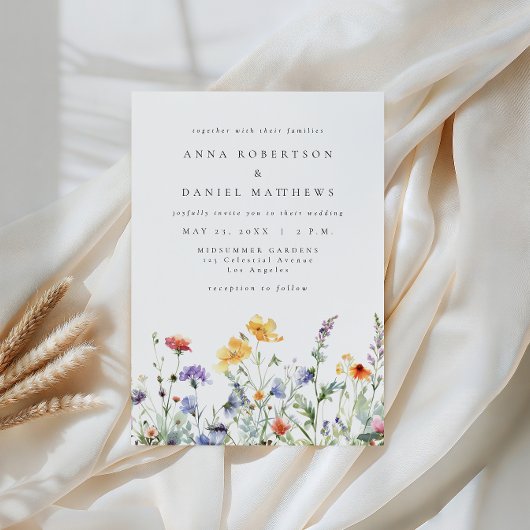 Vibrant Watercolor Floral Wedding Invitation 招待状