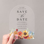 Vibrant Watercolor Floral Wedding Save The Date アクリル招待状 (インサイチュ (ポータブル))