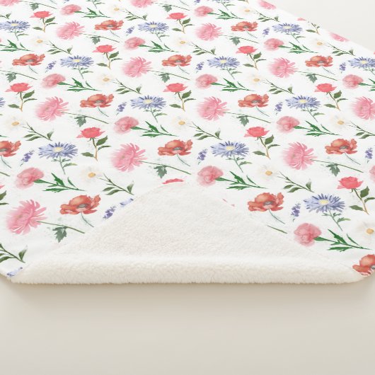 Vibrant Watercolor Multicolor Floral Pattern シェルパブランケット (3/4)