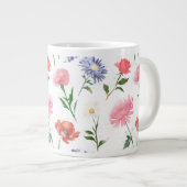 Vibrant Watercolor Multicolor Floral Pattern ジャンボコーヒーマグカップ (正面右)