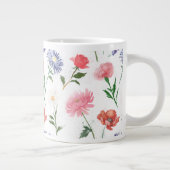 Vibrant Watercolor Multicolor Floral Pattern ジャンボコーヒーマグカップ (右)