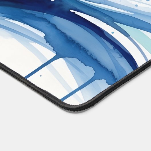 Vibrant Watercolor Ocean Waves Abstract デスクマット (コーナー)