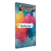 Vibrant Watercolor Paint Splash with Custom Name ミニクリップボード (アングル)