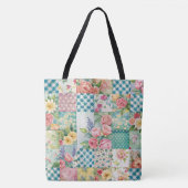 Vibrant Watercolor Spring Floral Patchwork Seamles トートバッグ (正面)