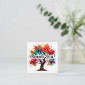 Vibrant Watercolor Tree Thank You Business エンクロージャーカード (スタンド正面)