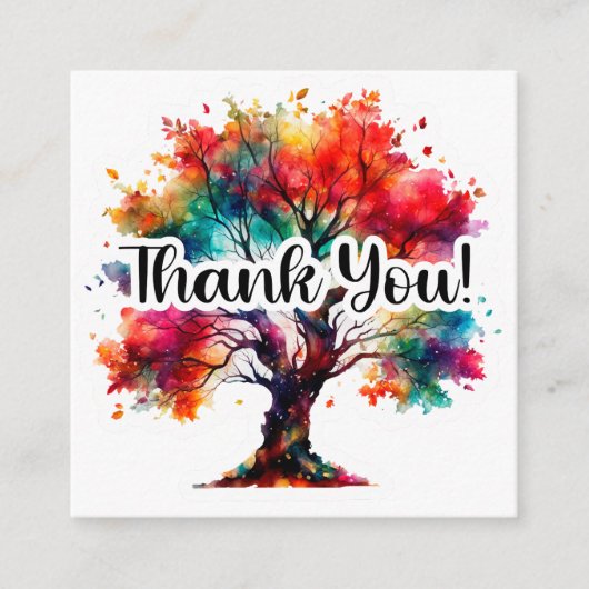 Vibrant Watercolor Tree Thank You Business エンクロージャーカード (正面)