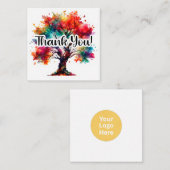 Vibrant Watercolor Tree Thank You Business エンクロージャーカード (正面/裏面)