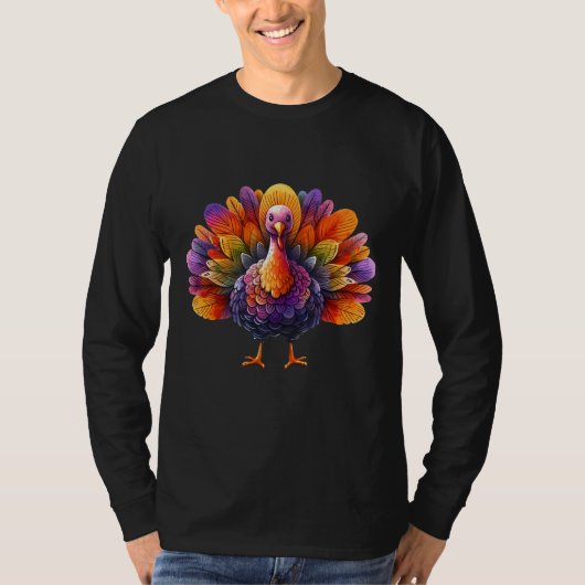Vibrant Watercolor Turkey Autumn Harvest Tシャツ (正面)