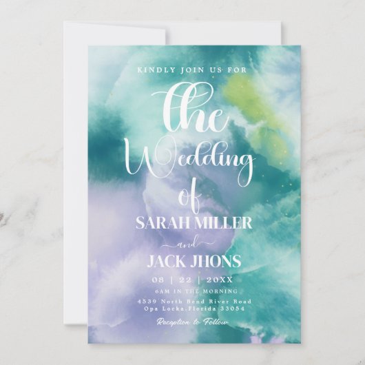 Vibrant  Watercolor Wedding Invitation 招待状 (正面)