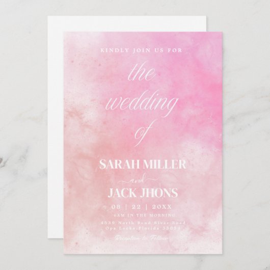 Vibrant  Watercolor Wedding Invitation 招待状 (正面/裏面)