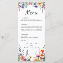 Vibrant Watercolor Wildflowers Elegant Wedding メニュー