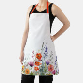 Vibrant Watercolor Wildflowers Pattern Apron エプロン (インサイチュ)