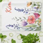 Vibrant Watercolor Wildflowers Personalized キッチンタオル (折り畳み)