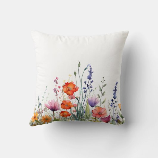 Vibrant Watercolor Wildflowers Personalized クッション (裏面)