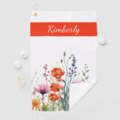 Vibrant Watercolor Wildflowers Personalized ゴルフタオル (インサイチュ)