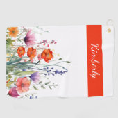 Vibrant Watercolor Wildflowers Personalized ゴルフタオル (横)