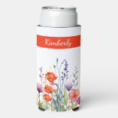 Vibrant Watercolor Wildflowers Personalized スリム缶クーラー (Seltzer裏面)