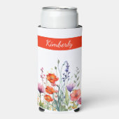 Vibrant Watercolor Wildflowers Personalized スリム缶クーラー (Seltzer正面)