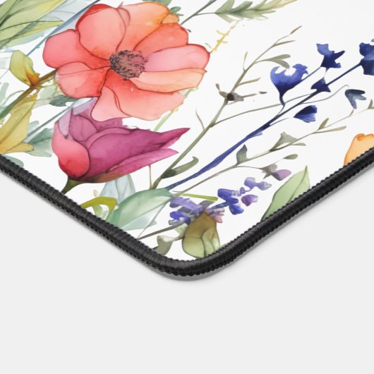 Vibrant Watercolor Wildflowers Personalized デスクマット (コーナー)