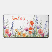 Vibrant Watercolor Wildflowers Personalized デスクマット (正面)