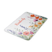 Vibrant Watercolor Wildflowers Personalized バスマット (アングル)
