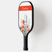 Vibrant Watercolor Wildflowers Personalized ピックルボールラケット (左)