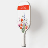 Vibrant Watercolor Wildflowers Personalized ピックルボールラケット (左)