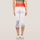 Vibrant Watercolor Wildflowers Yoga カプリレギンス (裏面)