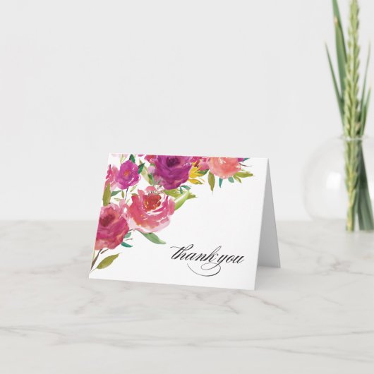 Vibrant Watercolour Floral Thank You Card サンキューカード (正面)