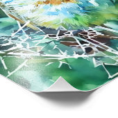 Vibrant Watercolour Robin Perched on Thorns  フォトプリント (角)